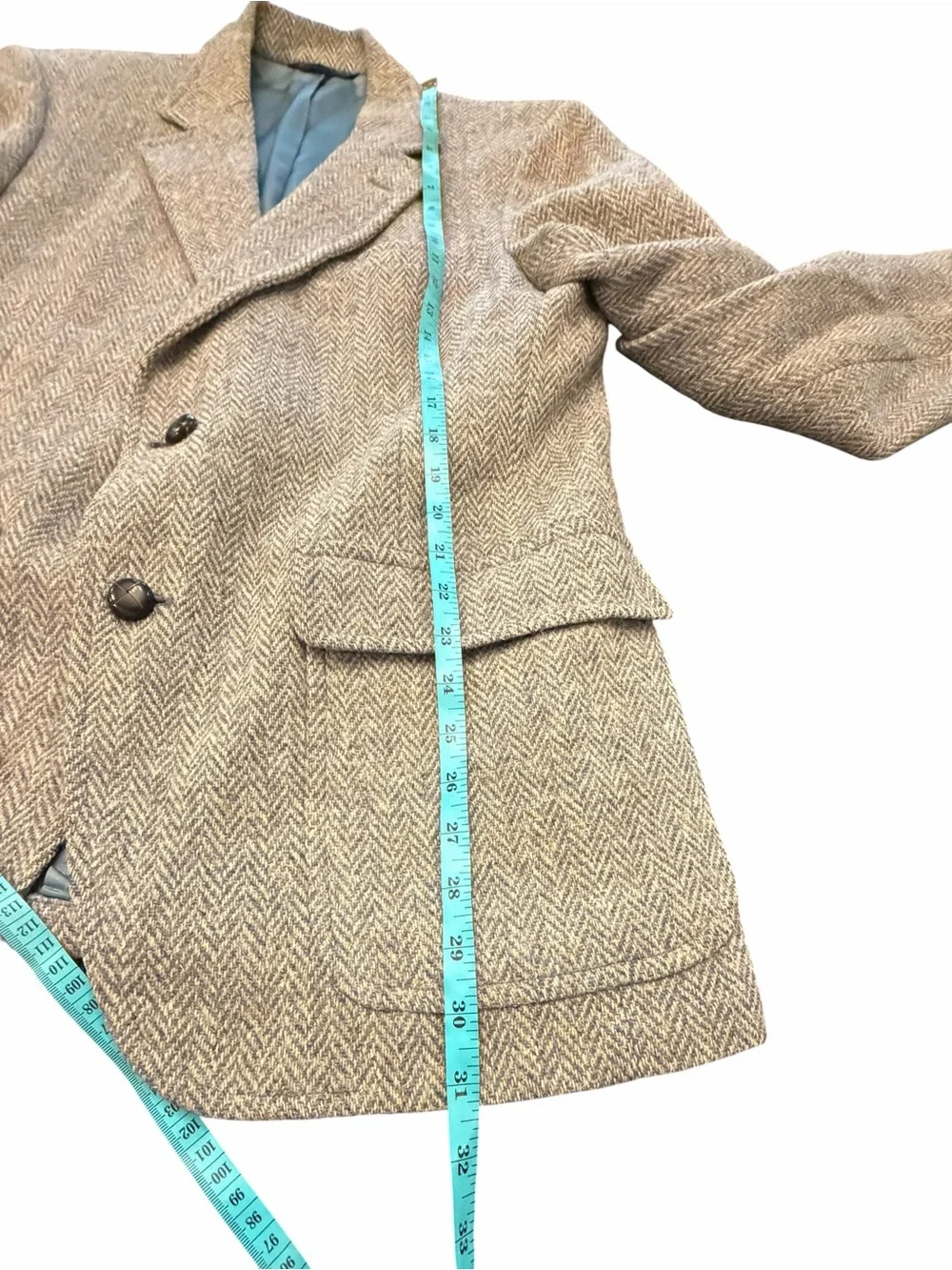 VTG 1970s Nafziger’s Beige Grey Tweed Blazer Sport Jacket Herringbone Chest 40”